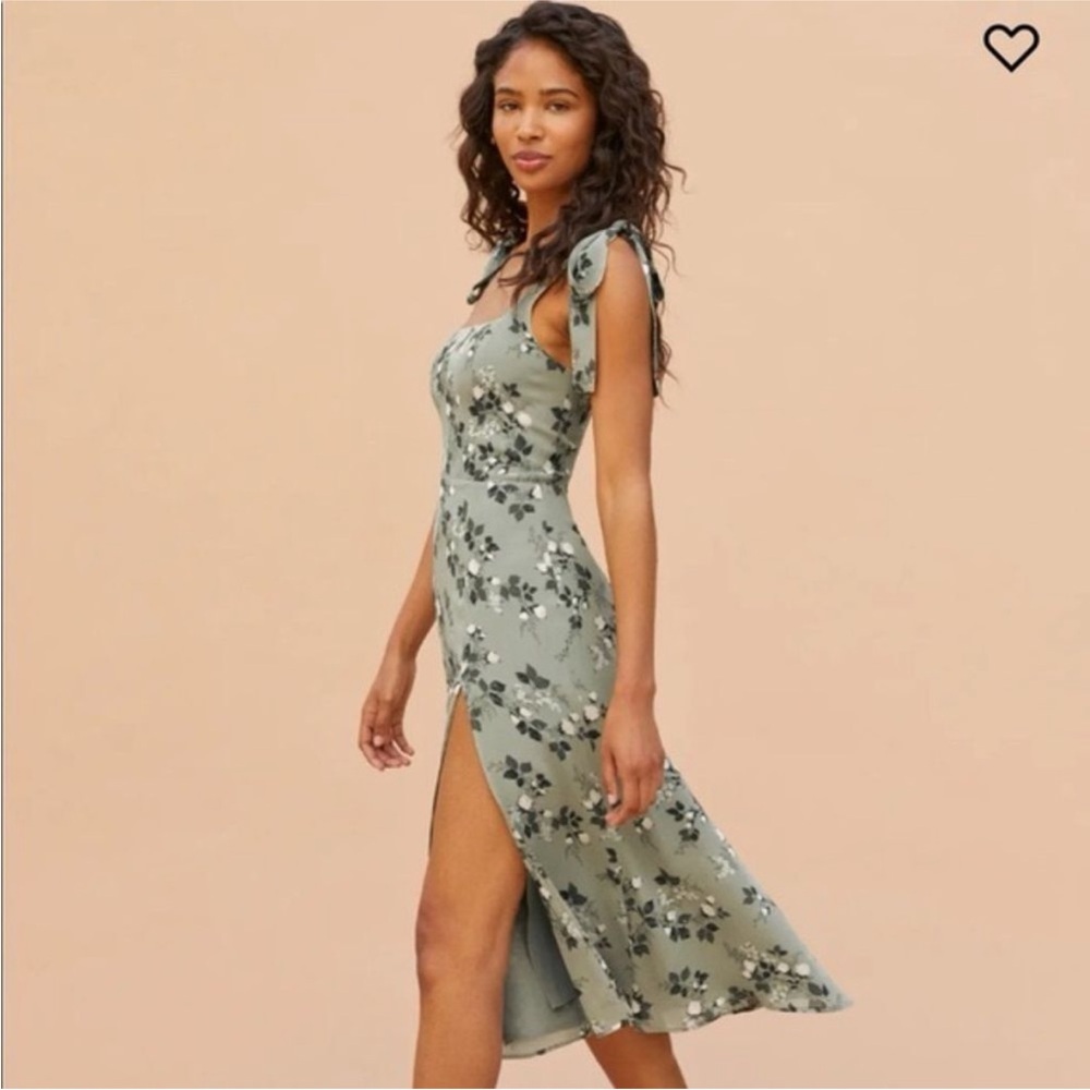 Reformation Green Sleeveless Spaghetti Strap Sundress